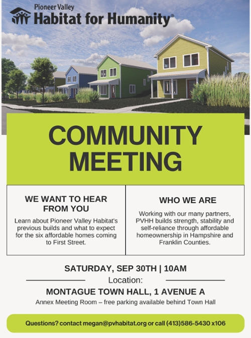 Pioneer Valley Habitat for Humanity Invite residents to attend Community Meeting to learn more about the proposed First Street Affordable Housing Development